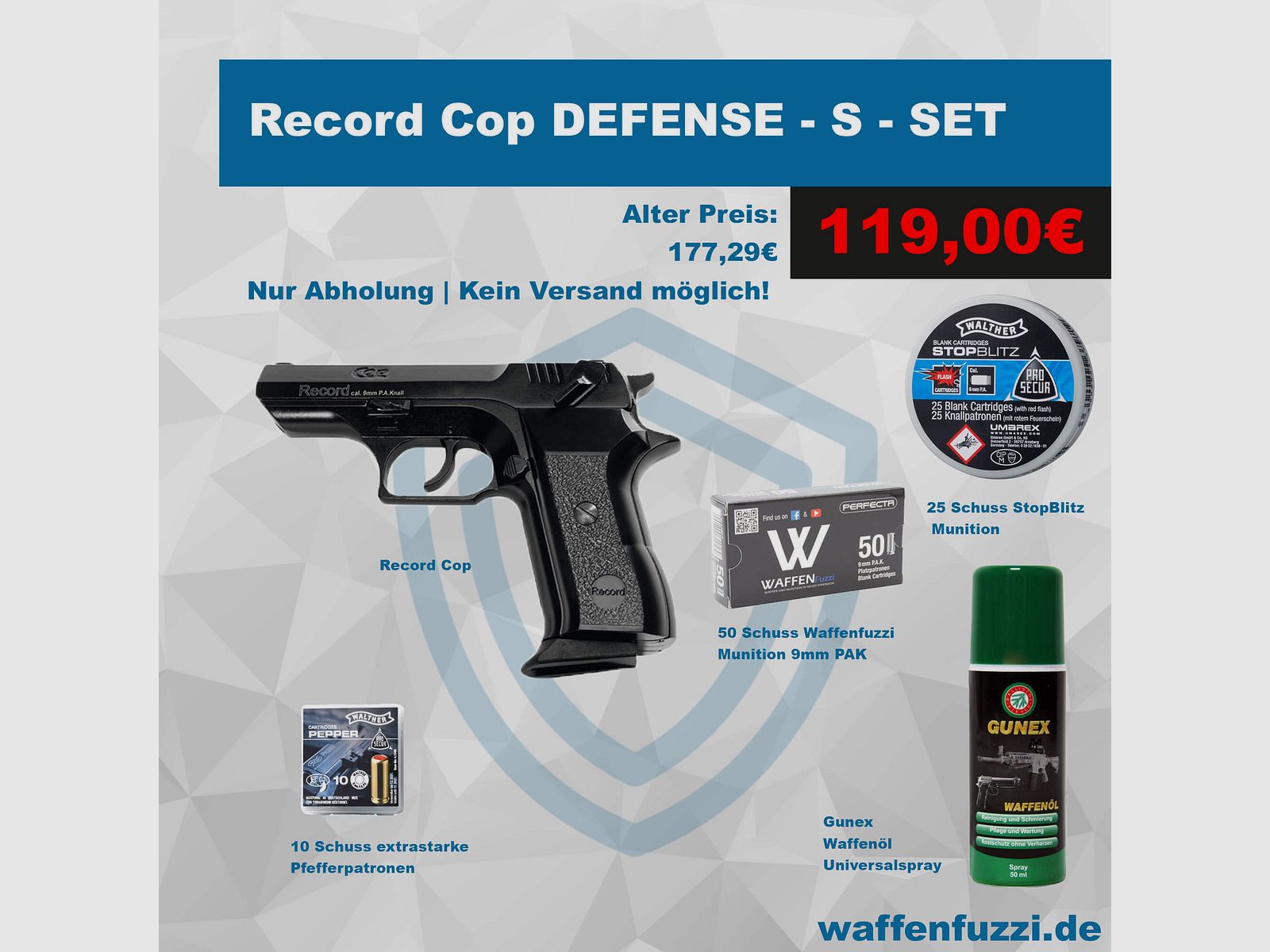 Record Cop Defense Set de Pistolets à Blanc "S" Calibre 9mm PAK