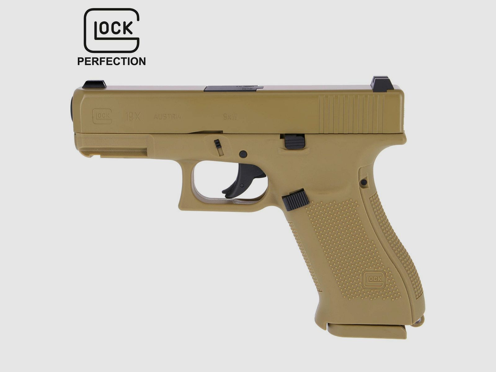 Umarex Glock 19X Co2-Pistole Coyote 19 Schuss Kaliber 4,5 mm Stahl BB (P18)