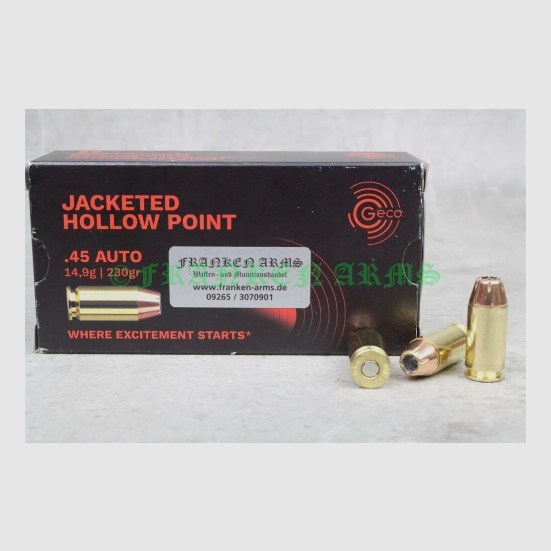 Geco .45 Auto JHP 230gr. 14,9g 50 Stück Staffelpreise