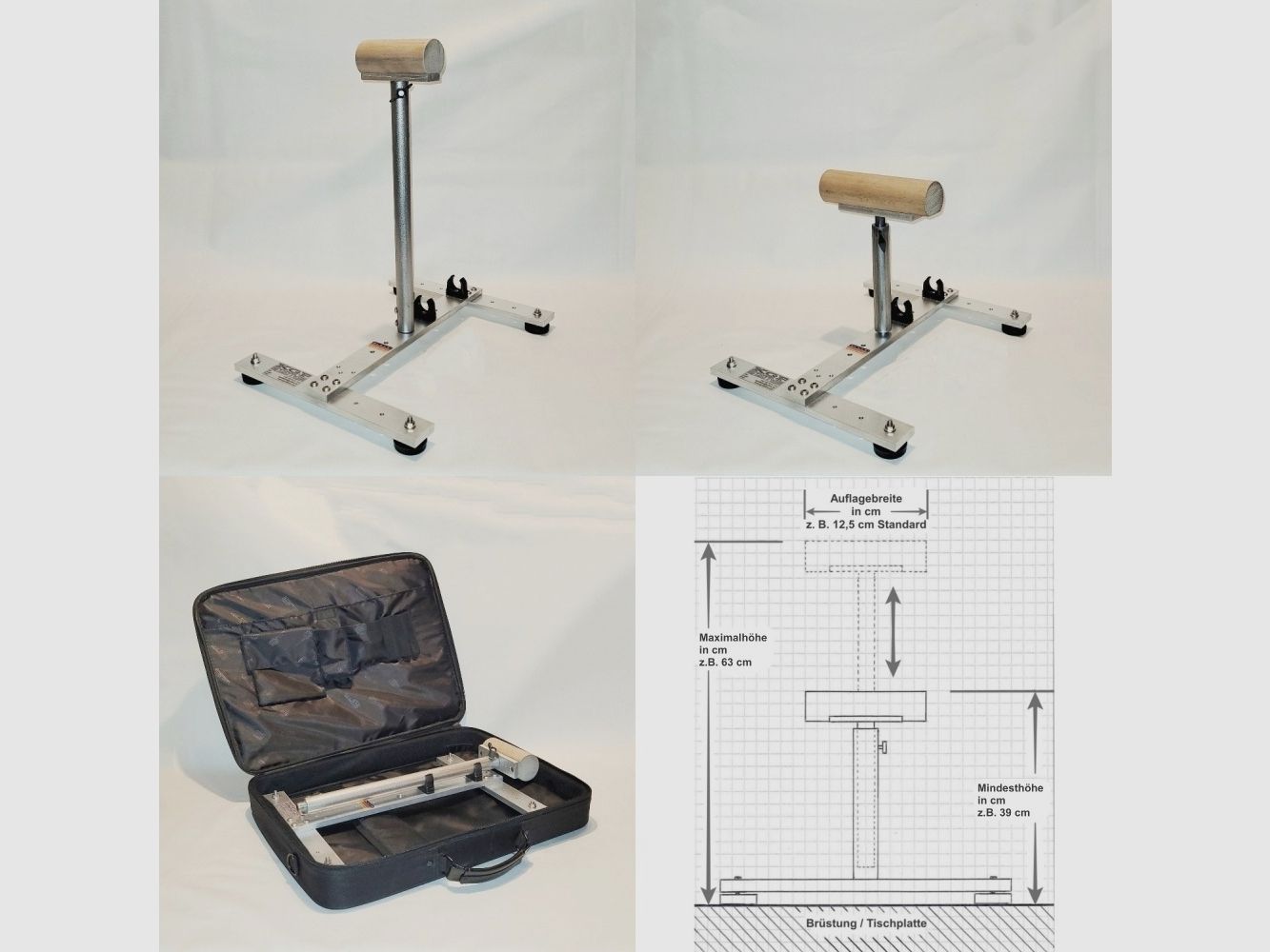 KGF-Auflagestativ - Auflageständer Alu HT-1000-Basic mit Buchenholz-Auflage, klappbar