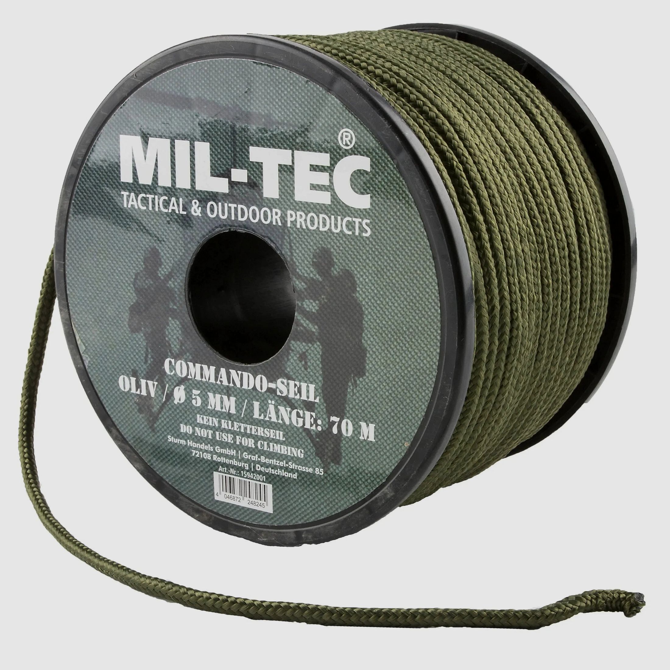 Mil-Tec Kommandoseil oliv 5 mm, 70 m