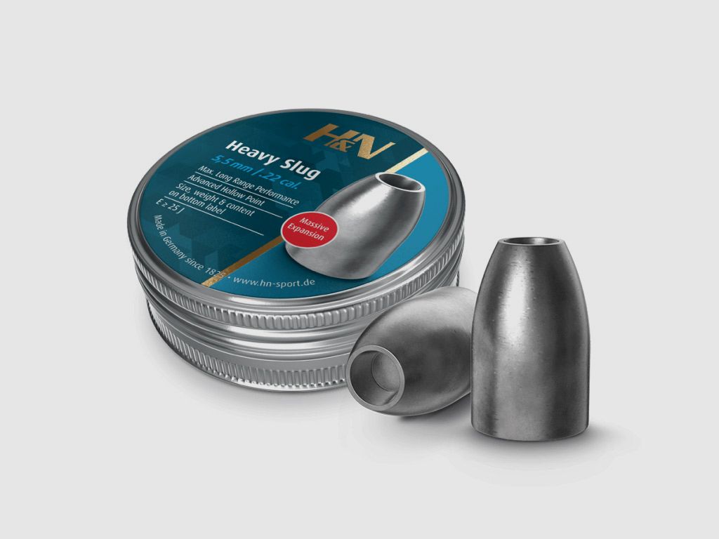 H&N Heavy Slug Diabolo, Hohlspitz, glatt, 2,20 g, 34 gr, Kaliber 5,51 mm, 150 StĂĽck