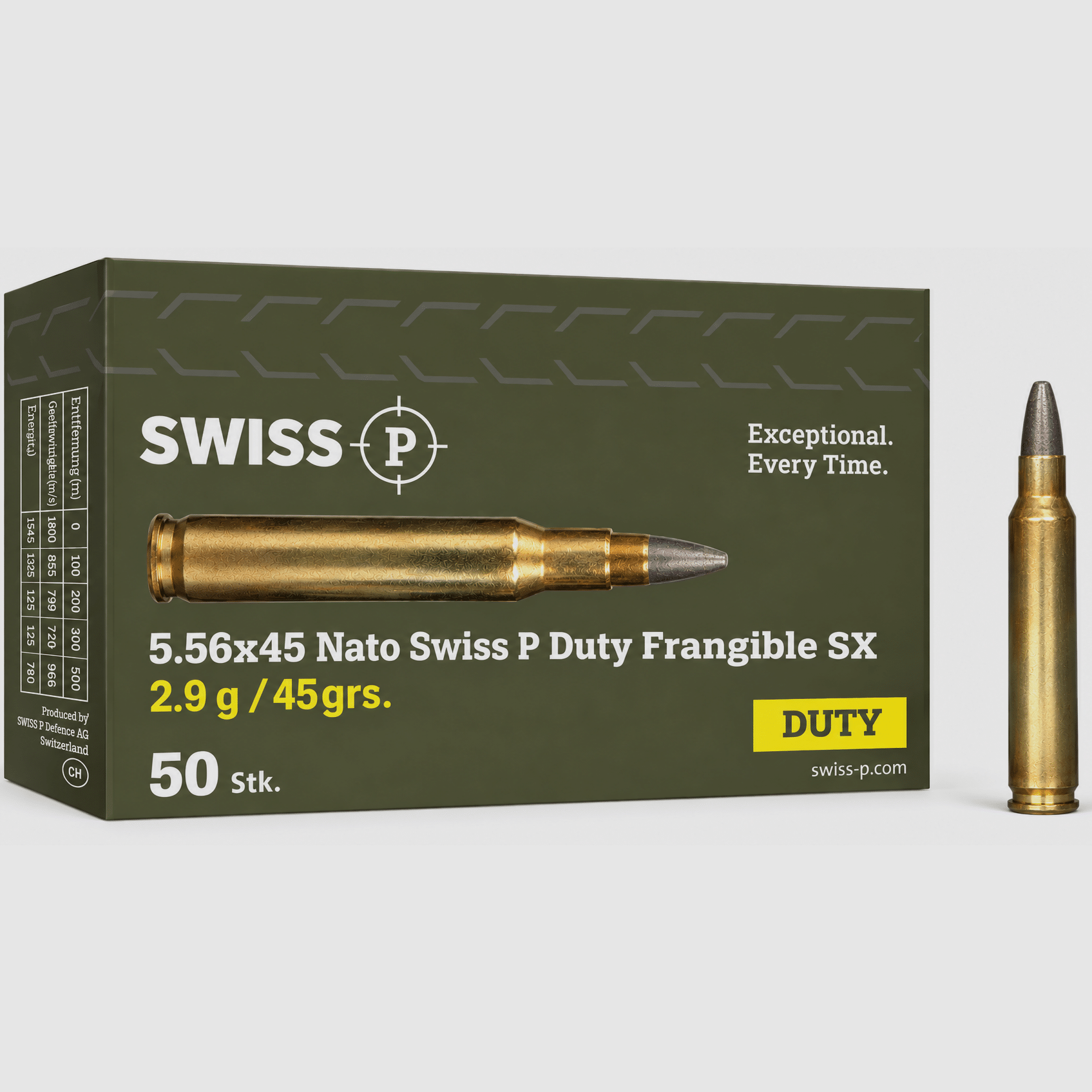 5.56×45 Nato Swiss P Duty Frangible SX 2.9g / 45grs. – 50 Stk., Bild 1 von 2