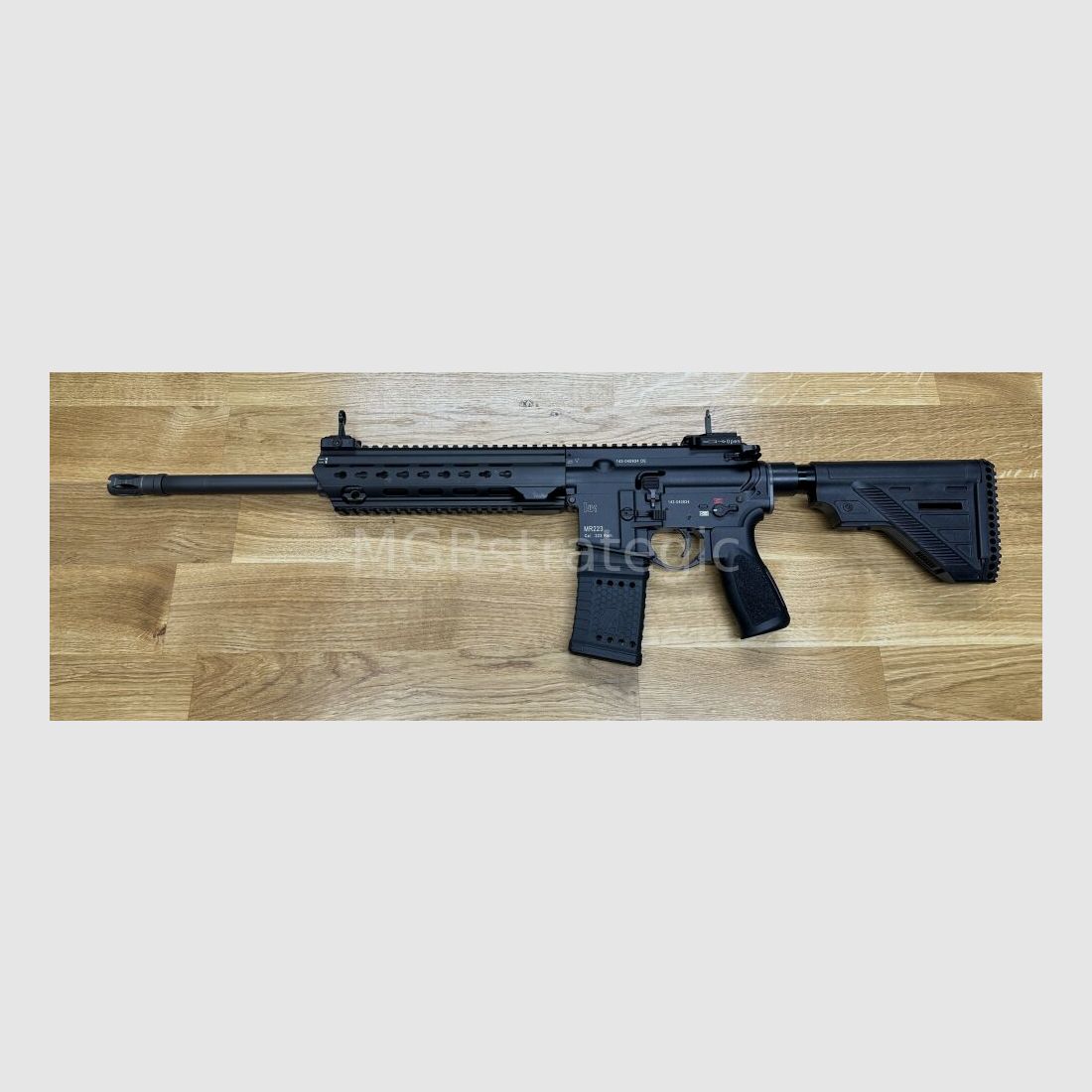 Heckler & Koch MR223 A3 Slim-Line 16,5" Lauf - halbautom. Büchse .223Rem sportlich zugelassen! - Das zivile H&K 416 - mit Original H&K Abzugs- und Schlagstück Pin mit extra Sicherung wie bei G95K + Original H&K QD End-Plate (doppelt neu verstemmt, siehe Foto)