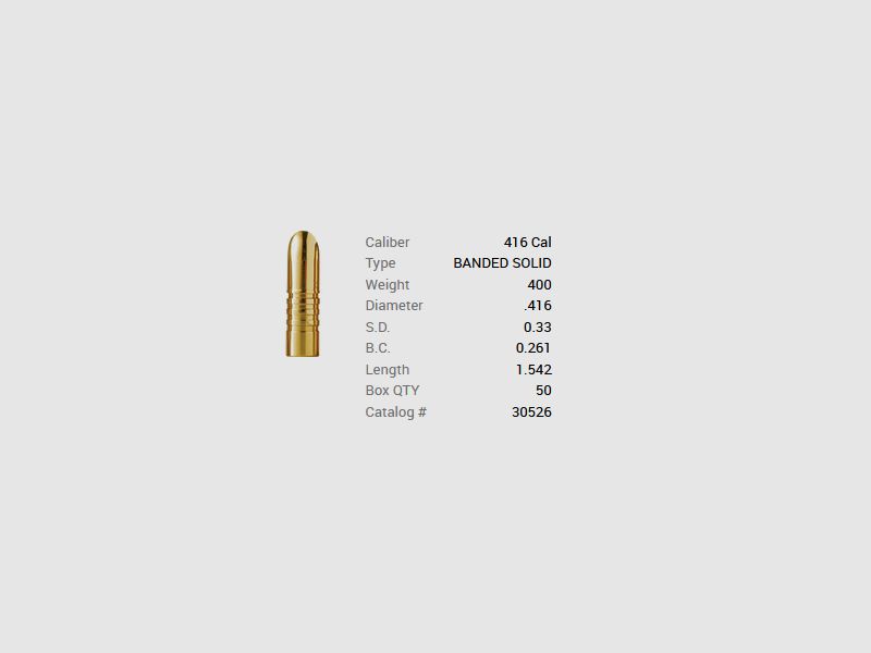 Barnes Geschoss .416 / 10,5mm 400GR Banded Solid 50 Stück