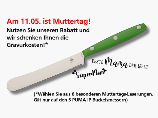 PUMA IP Buckelsmesser / Brötchenmesser hell grün
