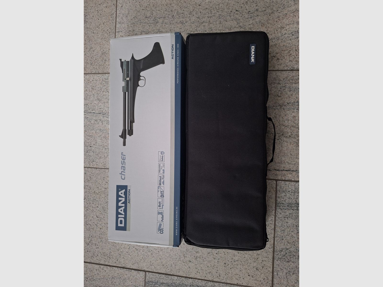 Pistolet Co2 Diana Chaser 4,5 mm Diabolo avec silencieux et chargeur de 8 coups