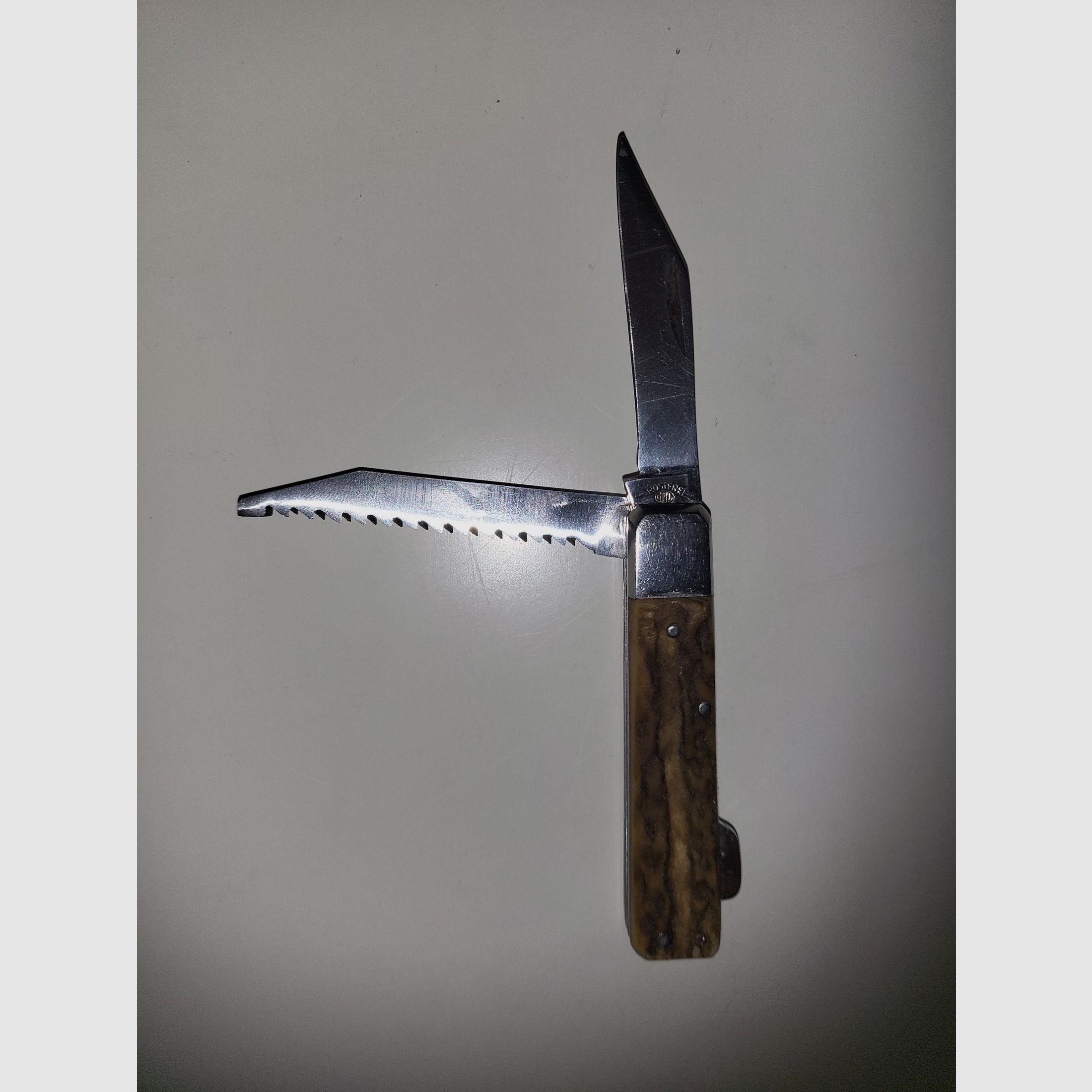 GML Leegebruch Jagdtaschenmesser – Handarbeit – Echtes Hirschhorn – DDR Rarität