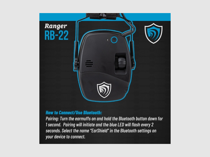Protection auditive active Otis avec Bluetooth, noire