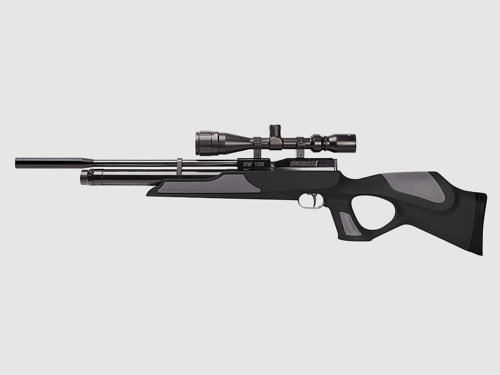 Pressluftgewehr Weihrauch HW 100 T Special Edition Black schwarzer Synthetik-Lochschaft Kompensator Kaliber 4,5 mm (P18)