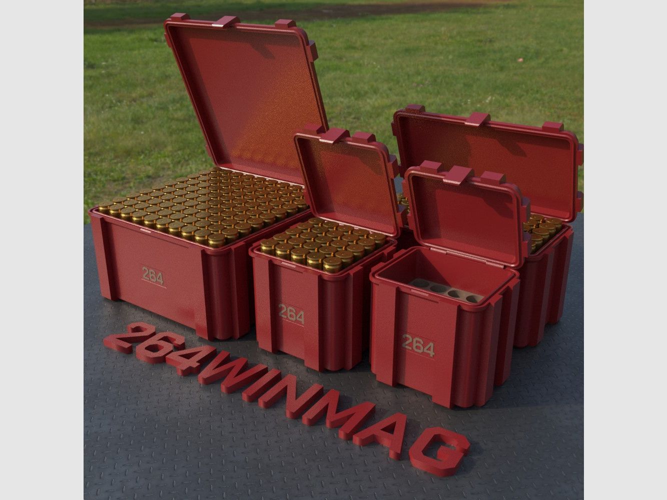 Filamelt scatola per munizioni / .264 Winchester Magnum / 'coperchio a ribalta' / scatola per cartucce, scatola per munizioni