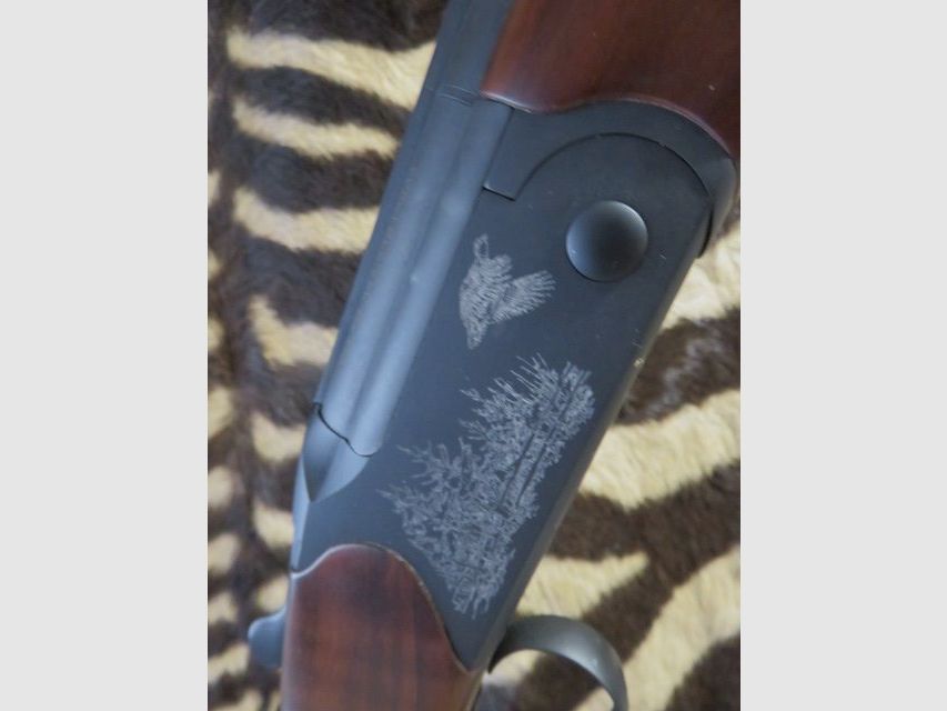 Bockdoppelflinte HUGLU Eagle Ergal Gravé Perdrix/Faison C. 28/76 Läufe 76 cm – Waffenkoffer, Bild 5 von 12