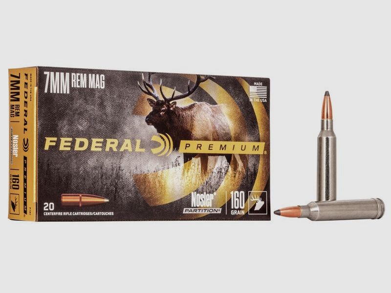 FED P7RF 7MM REM MAG 160GR NOSLER PARTITION VITAL-SHOK 20/20