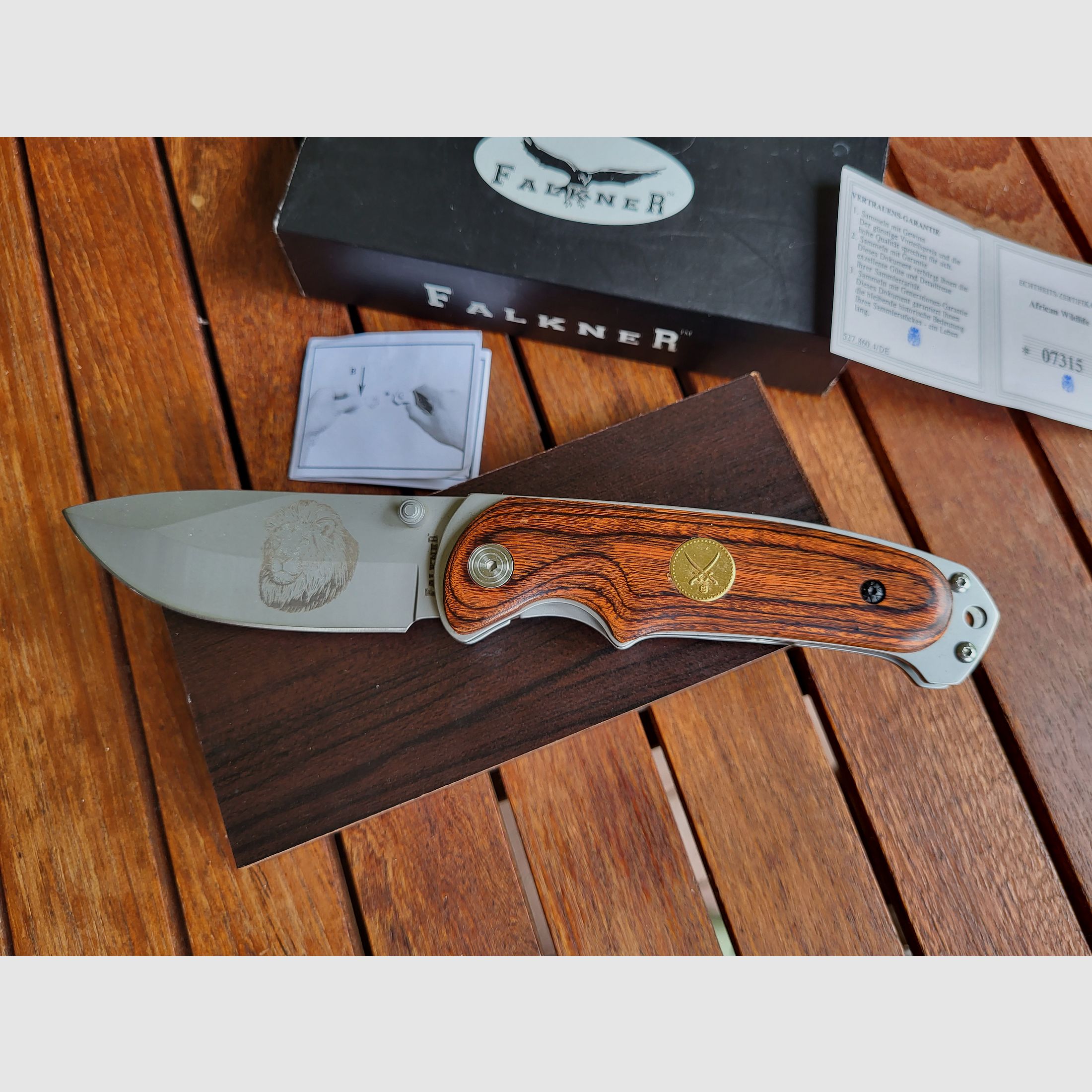 NEUES Falkner Sammler Messer Nr 3, African Wildlife, Lionshead, limitierte Edition