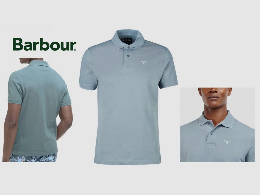 BARBOUR Polo en Coton Piqué Sport Couleur Pétrole