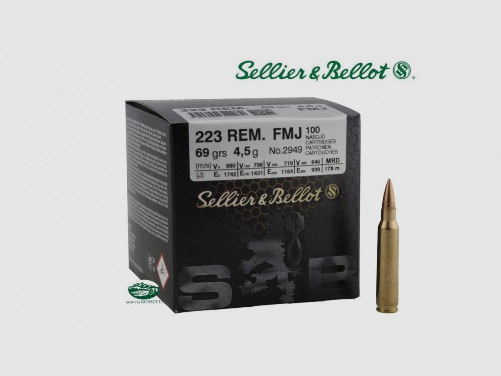SELLIER & BELLOT Munition Kal.223 Rem FMJ 69 gr - Packung 100 Stück 2949