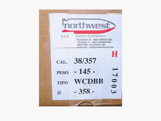 Northwest Palle da ricarica cal 38/357 WCDBB