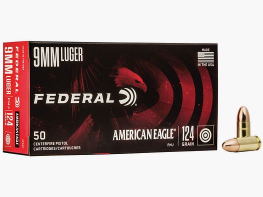 Federal American Eagle 9mm Luger 124GR FMJ 50 cartucce
