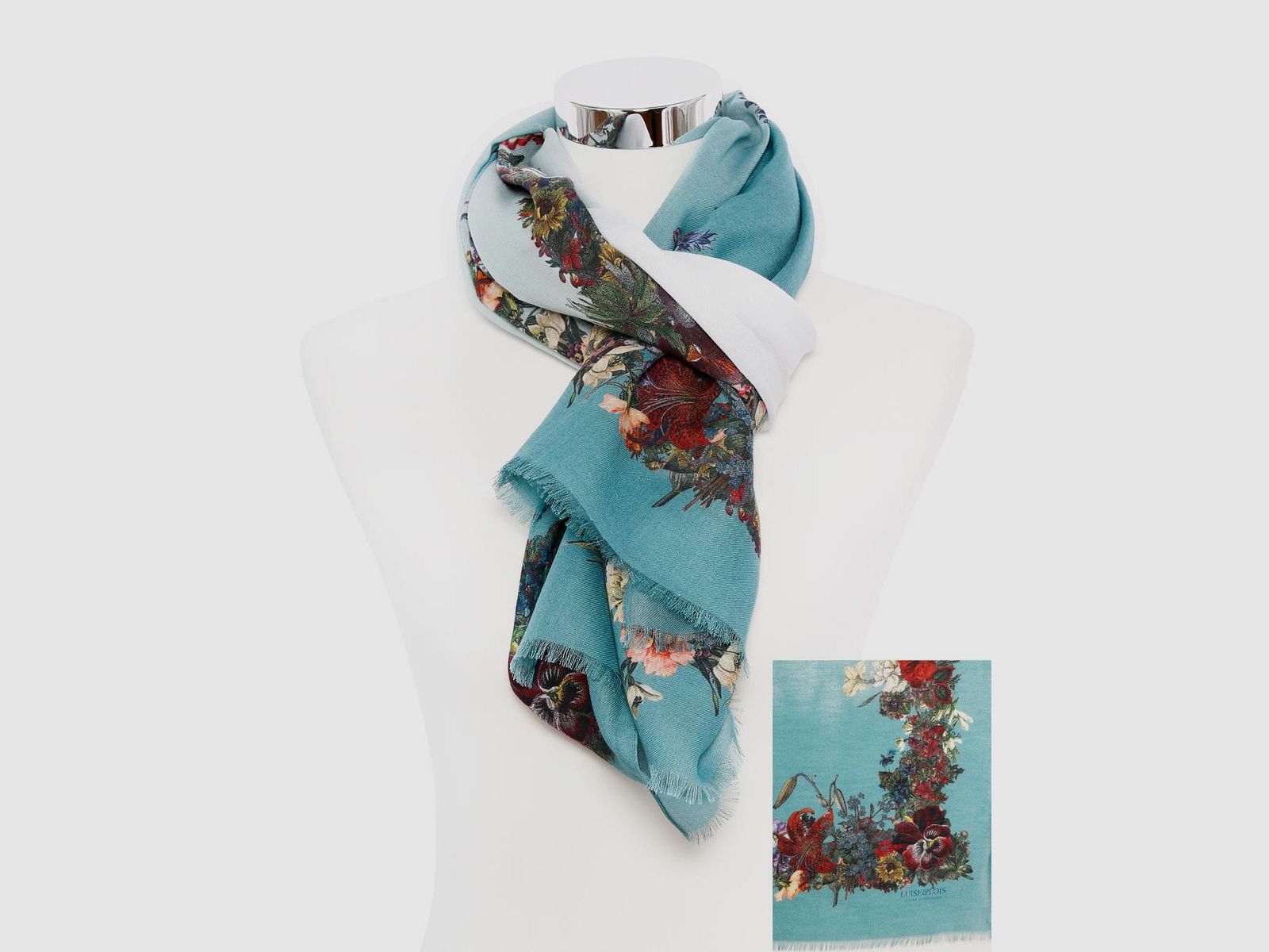 Luise Steiner bloemen sjaal in blauw