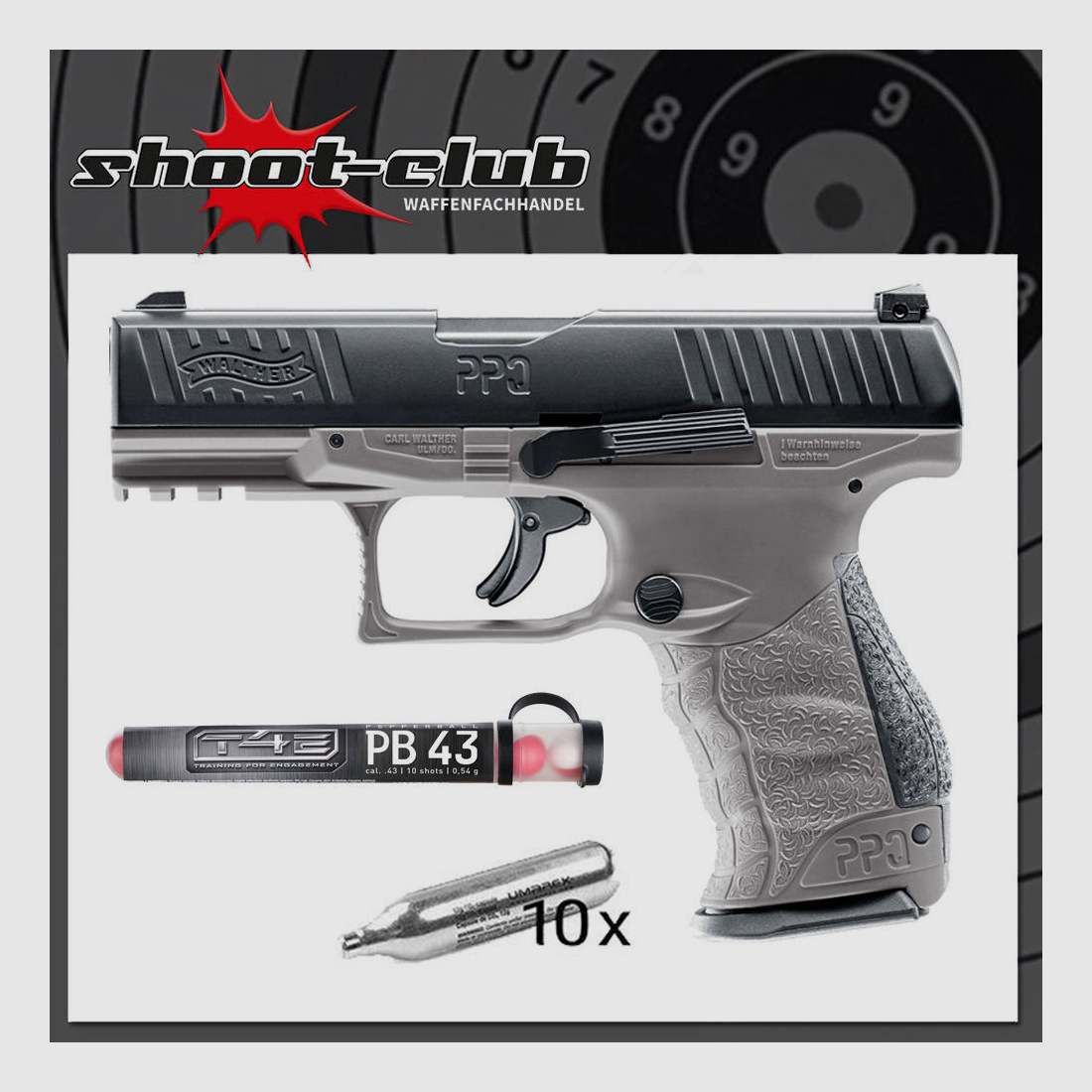Walther PPQ M2 T4E Tungsten Gray .43 im Set mit T4E Pepperballs