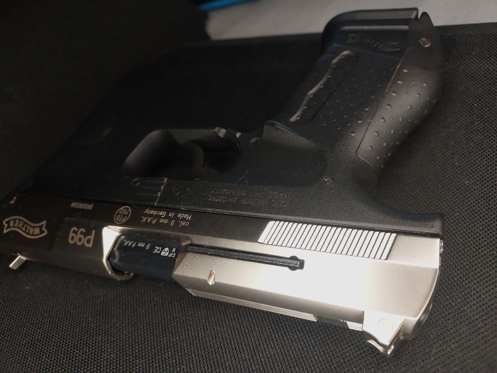 Walther P99 Schreckschuss Pistole 9mm P.A.K. bicolor Nickel (PTB 762) P 99