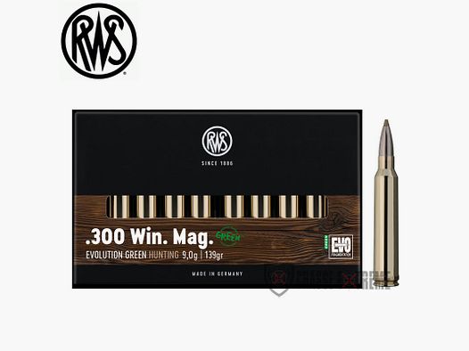 20 Munitions RWS cal 300 Win Mag 139gr Evo Green
