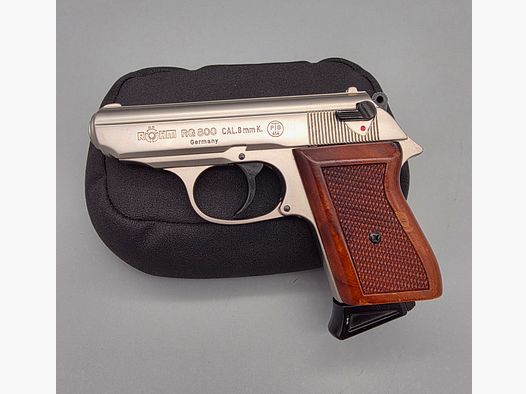 Röhm RG800 PPK Klone PTB 414 Velours Nickel Holzgriff de l'année 1993 Calibre 8mm K Schreckschuss SRS RG 800