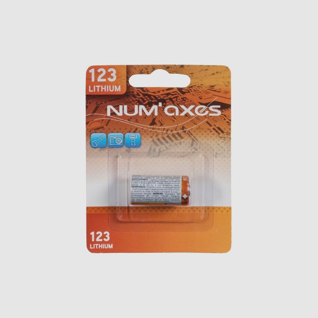 Blister 1 pile Num'Axes - CR123 A lithium 3 V