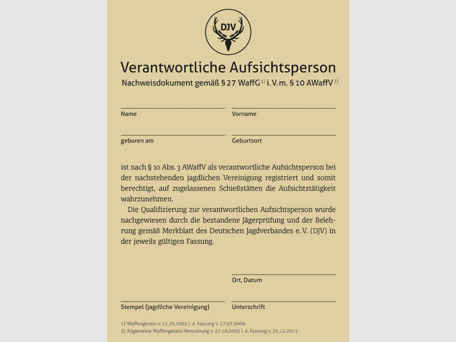 Nachweis für Schießstand-Aufsichten