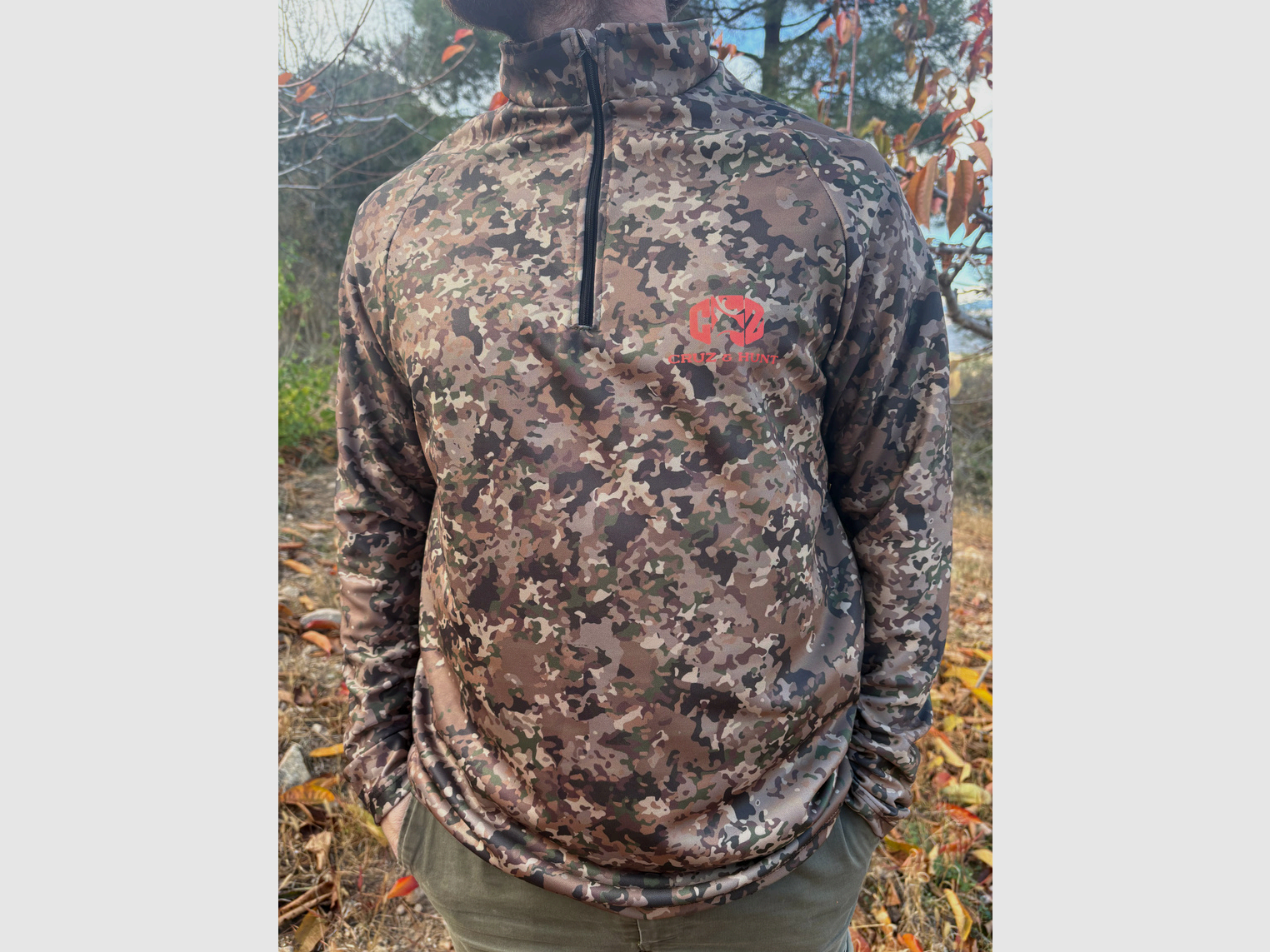 Technisches Sweatshirt mit halbem Reißverschluss, erdfarben CRUZ & HUNT, Bild 1 von 2