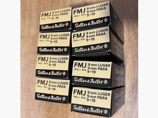 Sellier & Bellot 9 mm Luger FMJ – 124 grs (8,0 g) – OVP