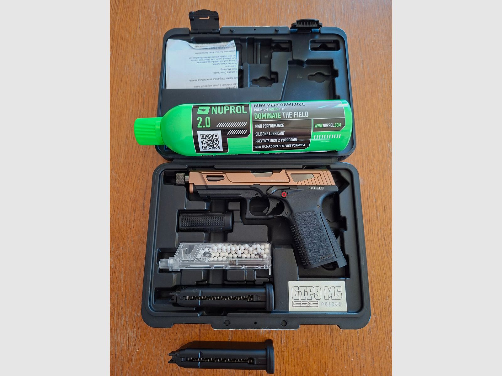 G&G GTP 9 MS DST CO2 Softair Pistole, Desert mit Green gas und 2 Magazine 