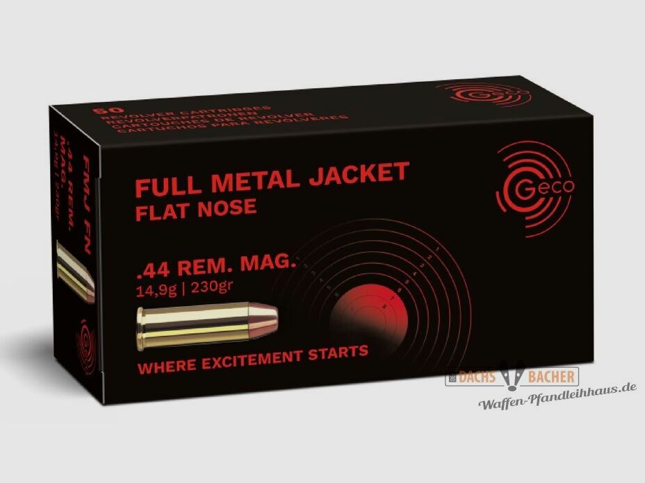 GECO .44 Rem. Mag. FMJ Full Metal Jacket Flat Nose 14,9g/230gr 50 Schuß