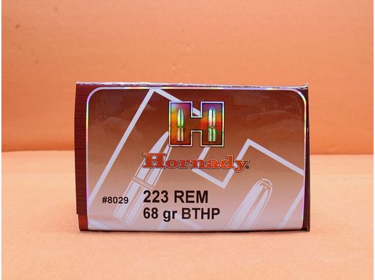 Hornady Patrone .223Rem Hornady 68grs BTHP (8029) VE 50 Patronen/ 4,41g Hohlspitz-Torpedoheck-Match