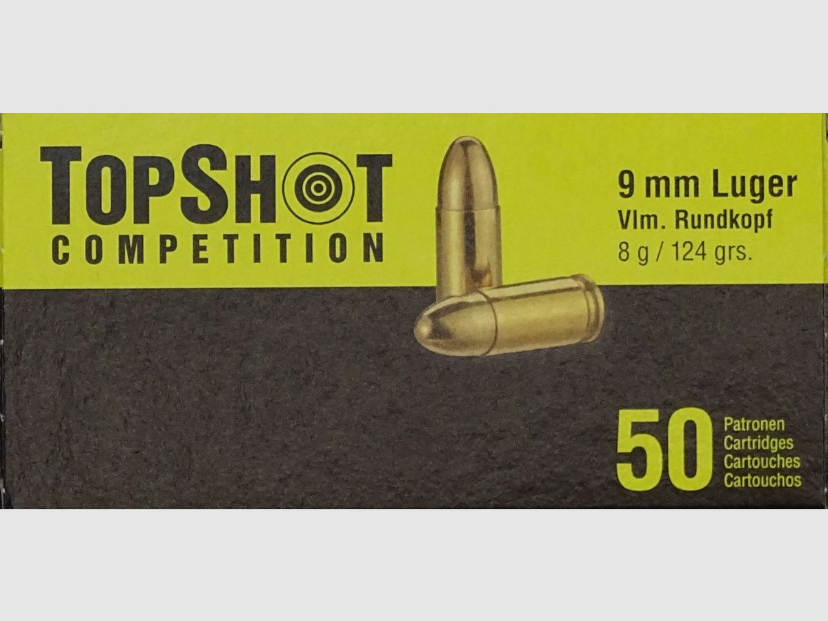 TopShot 9mm Luger FMJ 124gr - 1000 colpi