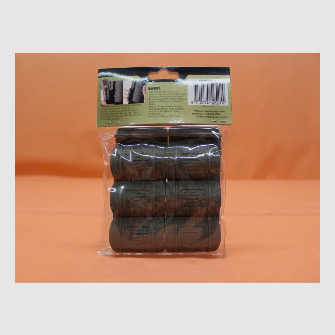 UTG - Leapers UTG Picatinny Rail Cover (RB-HP12D-B) FDE Low Profile Rubber Rail Guard ca. 5cm lang/ VE 12 Stück