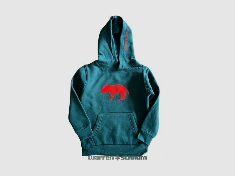 Hoodie Jägerkind Frischling  Waldgrün/Neonorange