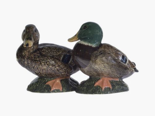 Salière et poivrière en porcelaine Lovergreen motif canard colvert