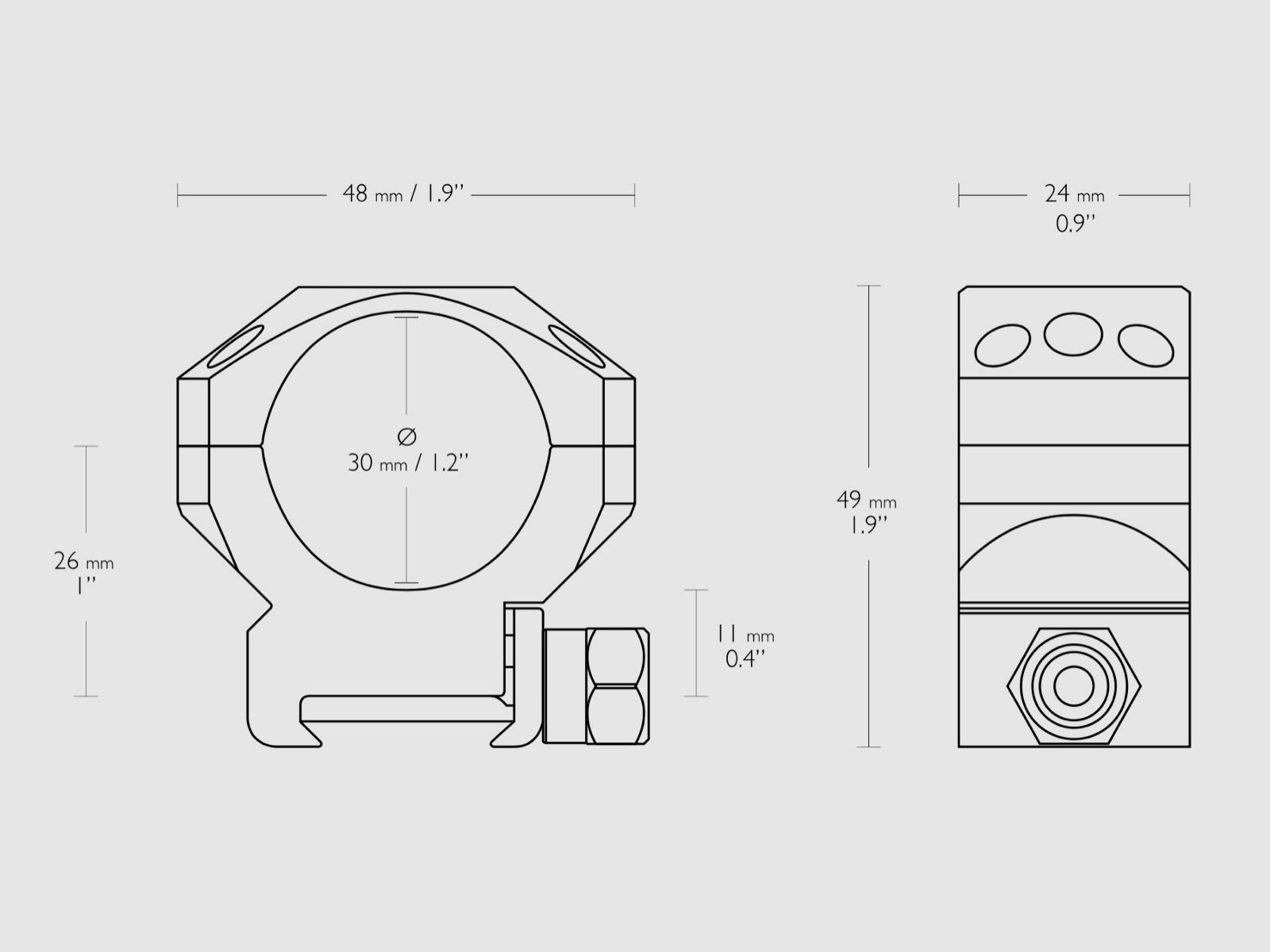 Hawke 24116 Tactical Ring Mounts 30mm Weaver Medium