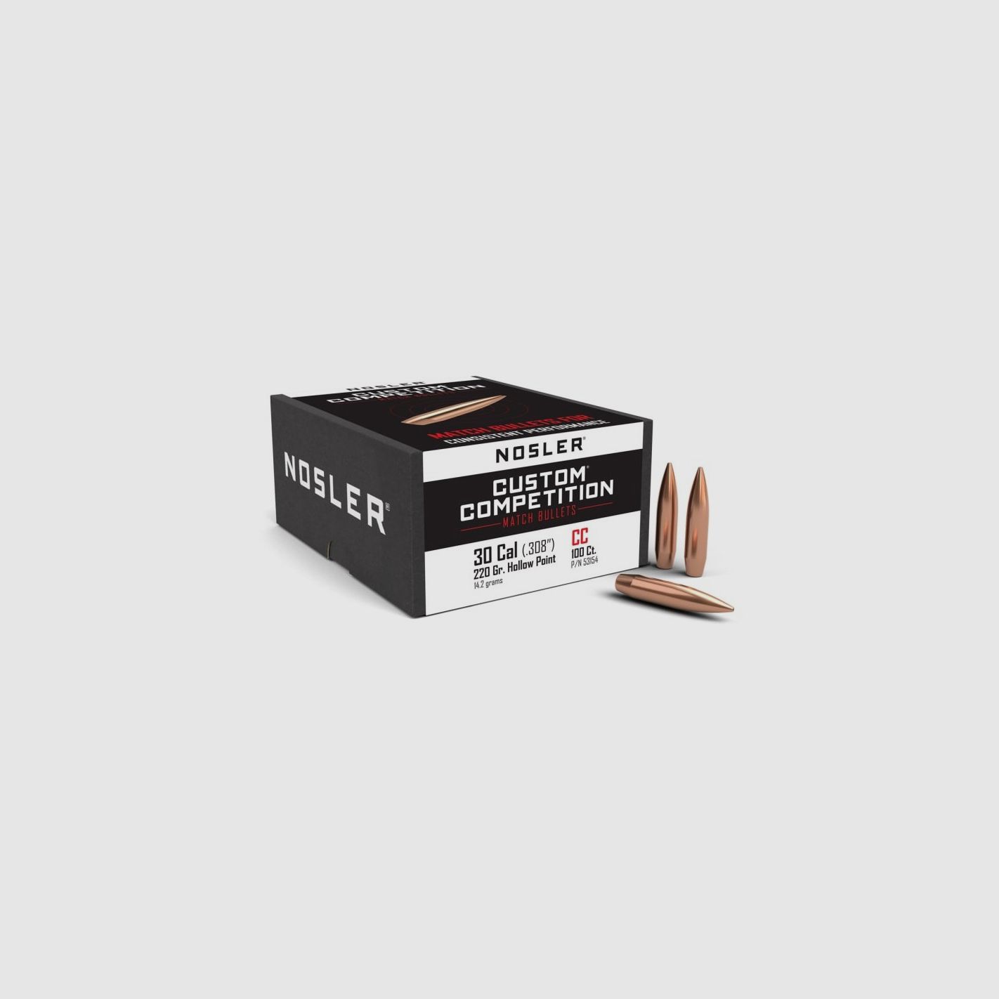 NOSLER GESCHOSSE .308" 220GR HPBT CUSTOM COMPETITION 100ST., Bild 2 von 2