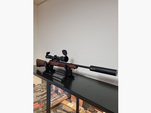 Steel Action Steel action HS .308 , Montage , Schalldämpfer, Minox 3-15x56 S, Holzschaft