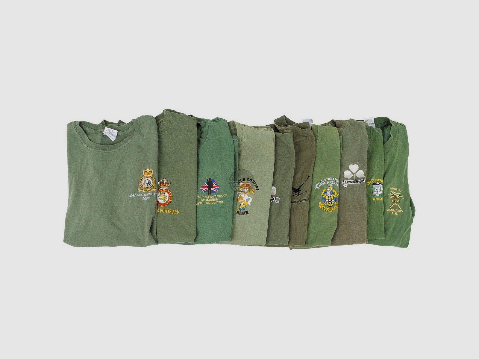 Brit. T-shirt, olive, with chest embroidery, used.