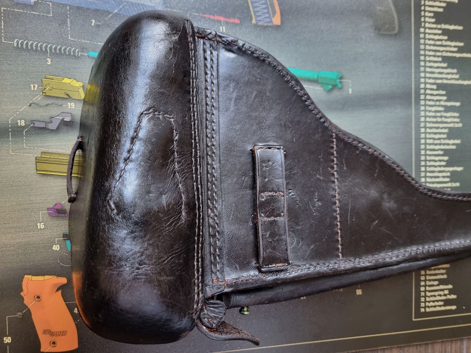 1915 DWM P08 Artillerie Leder-Holster von Steinmetz Breslau (B.A.X.) / Preis ist VHB