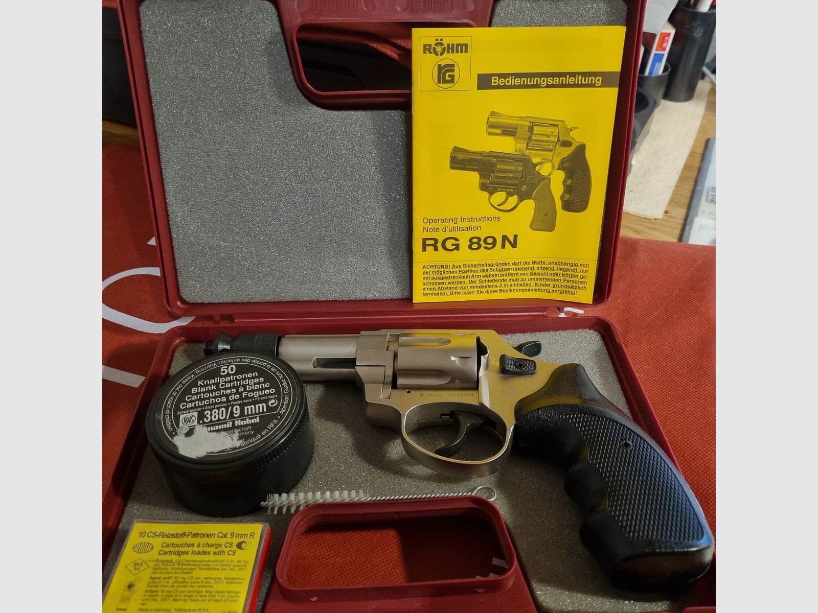 Röhm RG 89 N, nickelt, 9mm R Knall, 10 Schuss CS, 50 Schuss Knall, PTB 594 altes Modell