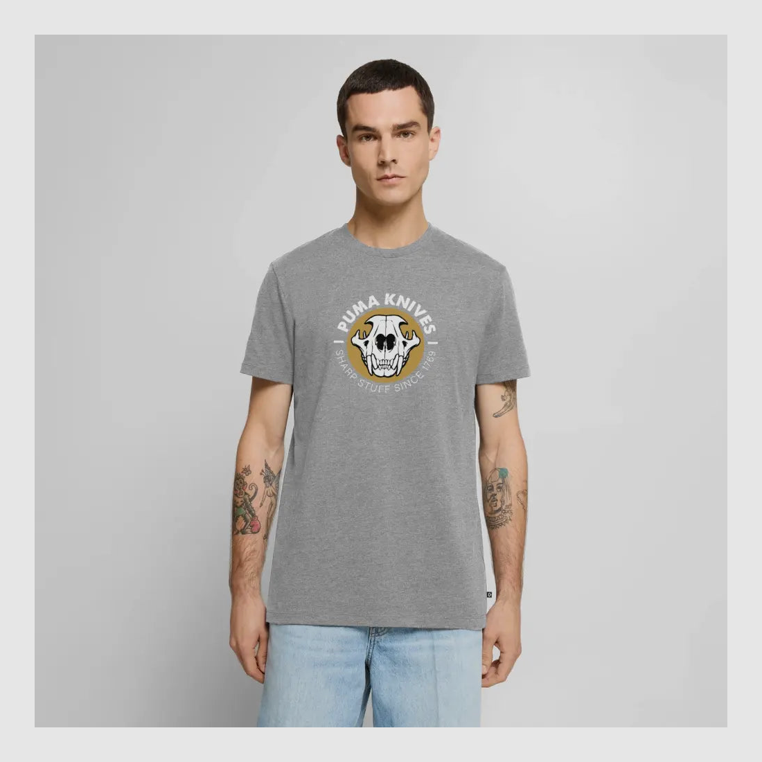 PUMA Men’s Premium T-Shirt "Skull Frontal Sharp Stuff" White