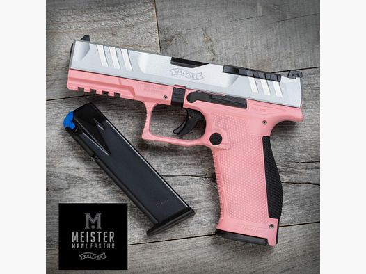 Walther PDP F-Series 4", cal. 9mm Para, glissière en acier inoxydable, poignée rose vif