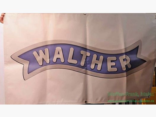 Walther - Ulm advertising banner Walther logo on truck tarpaulin
