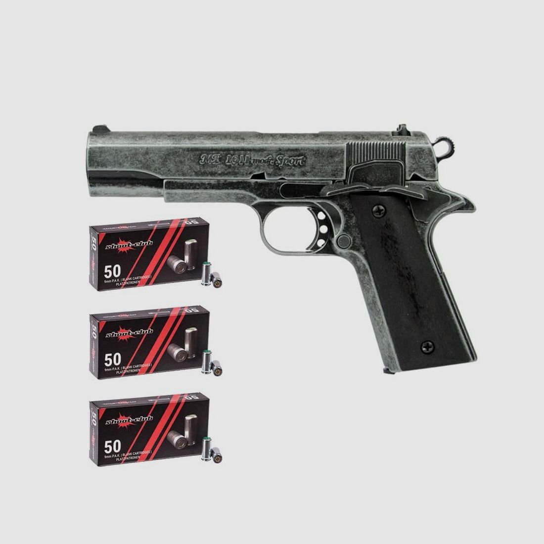 ME1911 Antik-Look Schreckschusspistole 9 mm P.A.K. - Platzpatronen-Set