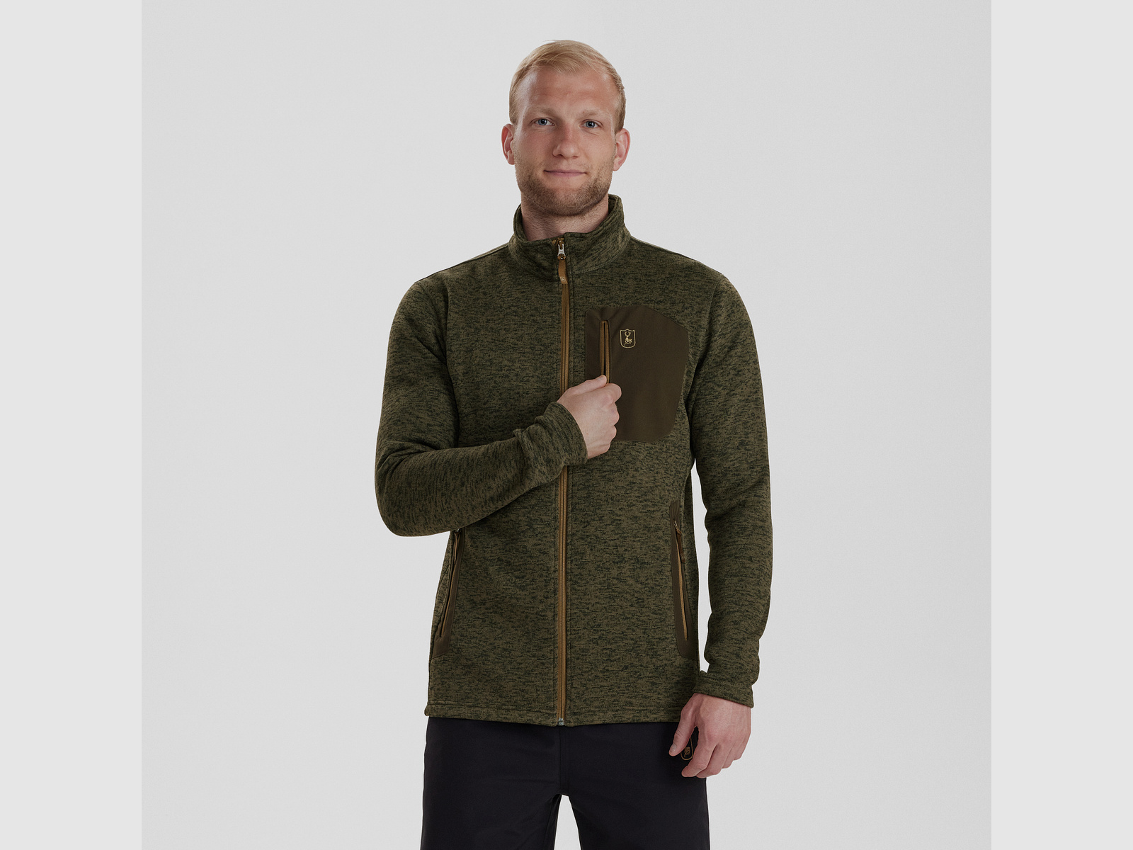 Sarek Strickjacke - Olive Night melange – Größe: XL