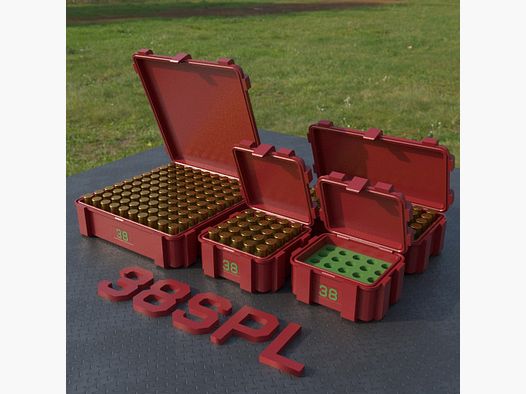 Boîte à munitions Filamelt / .38 Special / 'couvercle rabattable' / boîte à cartouches, boîte à munitions